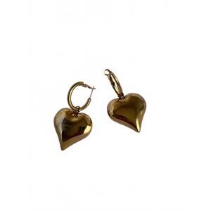 NEW CHANSUTTPEARLS women's oversized bubble heart earrings in gold
